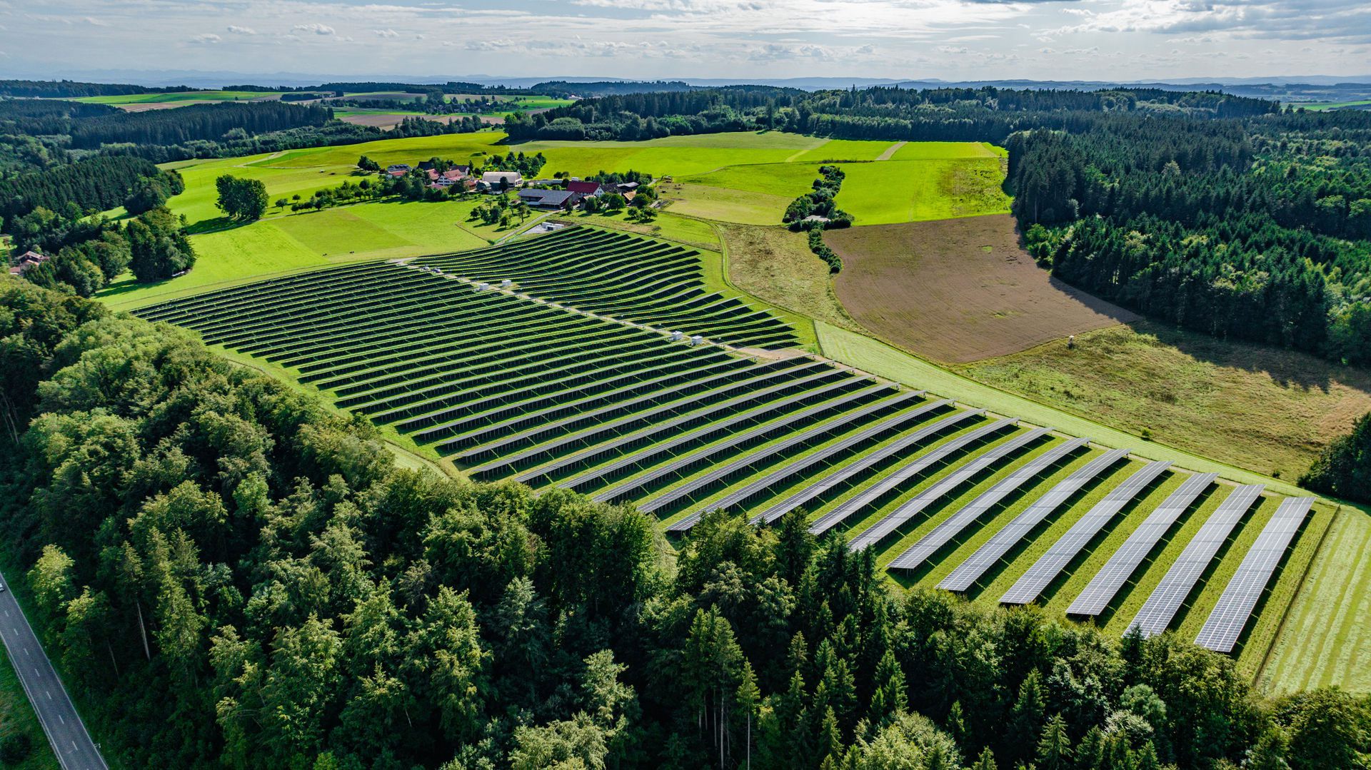 Freiflächen-Photovoltaik Luftbild